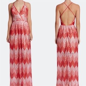 Dress The Population  Lace Maxi Dress pink and orange dress sz M Beach summer
